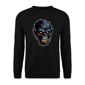 Zombie Affe Halloween Tier Bestie Lebewesen - Unisex Pullover - Schwarz - Vorne - Alina (178cm) & Michal (187cm)