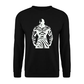 Tribal Boxer / Fighter Logo Tattoo Design - Sweat-shirt Unisexe - noir - Devant - Alina (178cm) & Michal (187cm)