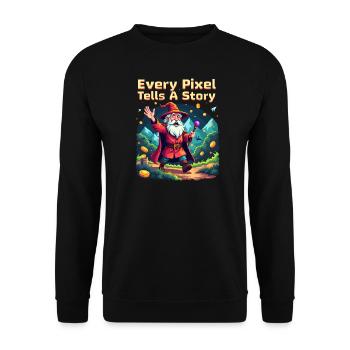 Every Pixel Tells a Story - Retro Gaming - Unisex Sweatshirt - black - Front - Alina (178cm) & Michal (187cm)