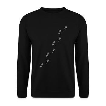 Shoe print, shoe sole - across the shirt - Unisex Sweatshirt - black - Front - Alina (178cm) & Michal (187cm)