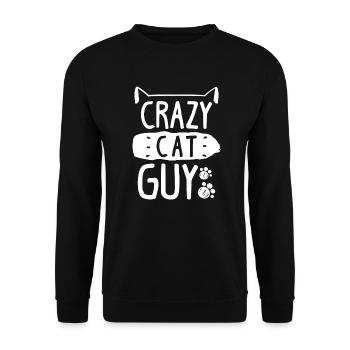 Crazy Cat Guy - Unisex Pullover - Schwarz - Vorne - Alina (178cm) & Michal (187cm)