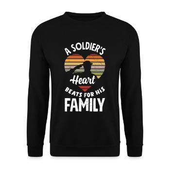 A Soldier's Heart Beats for his Family Father's - Unisex Pullover - Schwarz - Vorne - Alina (178cm) & Michal (187cm)