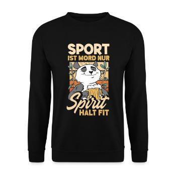 Sport ist Mord nur Sprit hält fit Biertrinker & - Unisex Pullover - Schwarz - Vorne - Alina (178cm) & Michal (187cm)