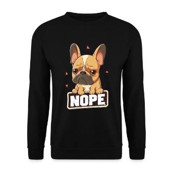 Bouledogue français Nope - Sweat-shirt Unisexe - noir - Devant - Alina (178cm) & Michal (187cm)