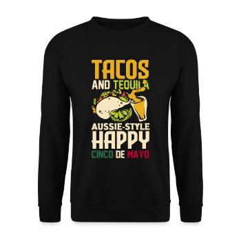 Tacos and tequila Aussie-style Happy Cinco de Mayo - Unisex Pullover - Schwarz - Vorne - Alina (178cm) & Michal (187cm)