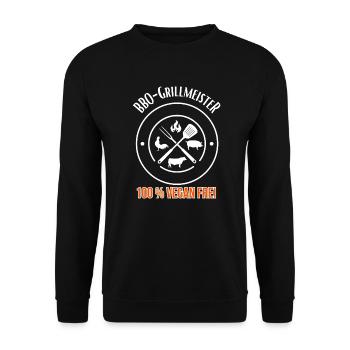 BBQ Grill Master 100% Vegan Free - Unisex Sweatshirt - black - Front - Alina (178cm) & Michal (187cm)