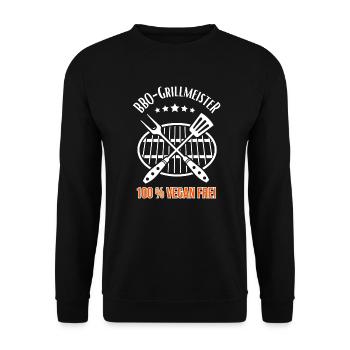 BBQ Grill Master 100% Vegan Free - Unisex Sweatshirt - black - Front - Alina (178cm) & Michal (187cm)