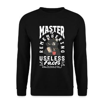 Master of Remembering Useless Facts Funny Cat - Unisex Sweatshirt - black - Front - Alina (178cm) & Michal (187cm)