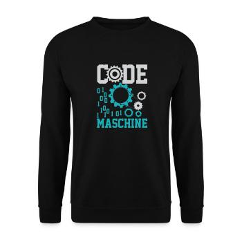 Code Maschine Computer Nerd Informatiker Shirt - Unisex Pullover - Schwarz - Vorne - Alina (178cm) & Michal (187cm)
