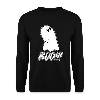 Geist Halloween Boo - Unisex Pullover - Schwarz - Vorne - Alina (178cm) & Michal (187cm)