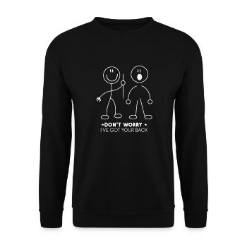 Strichmännchen - lustiger Spruch - Unisex Pullover - Schwarz - Vorne - Alina (178cm) & Michal (187cm)