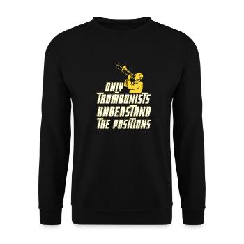trombone, trombonist, musician, trombone player - Unisex Sweatshirt - black - Front - Alina (178cm) & Michal (187cm)