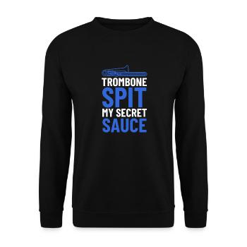 trombone, trombonist, musician, trombone player - Unisex Sweatshirt - black - Front - Alina (178cm) & Michal (187cm)