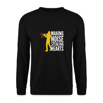 trombone, trombonist, musician, trombone player - Unisex Sweatshirt - black - Front - Alina (178cm) & Michal (187cm)