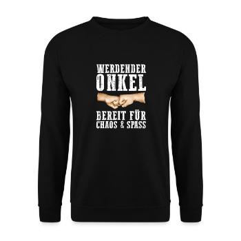 Du Wirst Onkel Werdender Onkel Geschenk - Unisex Pullover - Schwarz - Vorne - Alina (178cm) & Michal (187cm)