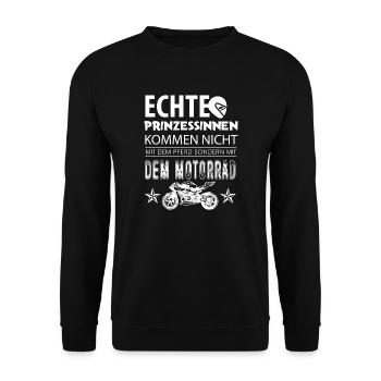 Biker Frauen Motorrad Prinzessin Geschenk - Unisex Pullover - Schwarz - Vorne - Alina (178cm) & Michal (187cm)