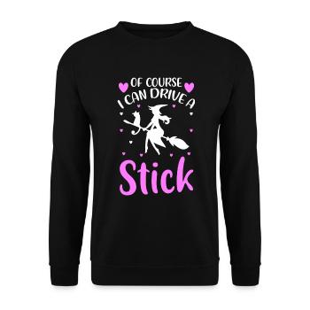 Hexenbesen Magisch Spruch Walpurgisnacht - Unisex Pullover - Schwarz - Vorne - Alina (178cm) & Michal (187cm)