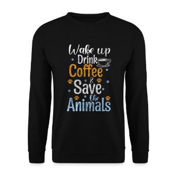 Tierschützer Aktivist Retter Fleischlos - Unisex Pullover - Schwarz - Vorne - Alina (178cm) & Michal (187cm)