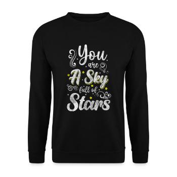 Starry Sky Wish Space Moon - Sweat-shirt Unisexe - noir - Devant - Alina (178cm) & Michal (187cm)