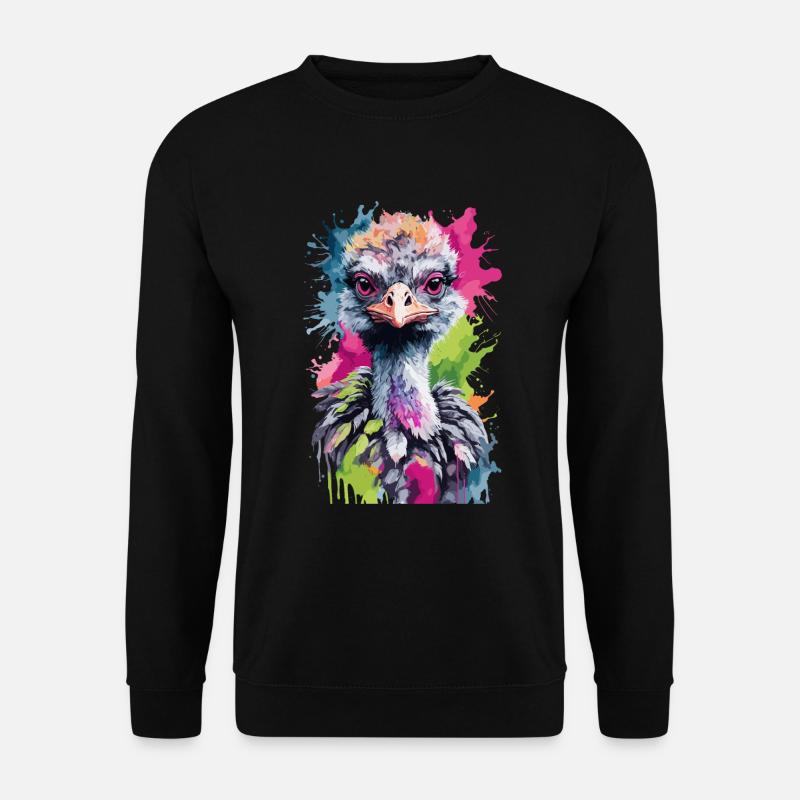 Strauß, Bauernhaus, bunt, Aquarelle, Neon - Unisex Pullover - Schwarz