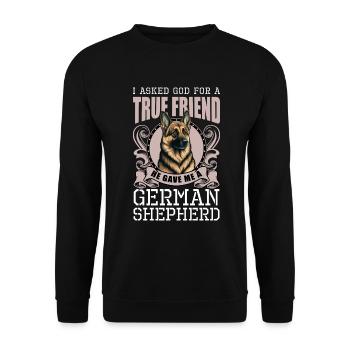 Schäferhund Haustier Diensthund - Unisex Pullover - Schwarz - Vorne - Alina (178cm) & Michal (187cm)