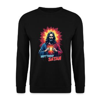 Not today satan - Unisex Sweatshirt - black - Front - Alina (178cm) & Michal (187cm)