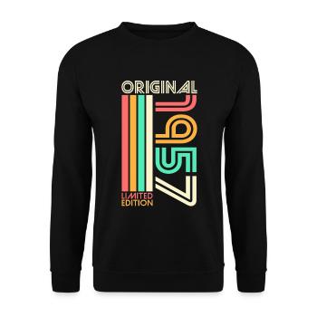 1957 Cadeau d’anniversaire Vintage Vintage Rétro - Sweat-shirt Unisexe - noir - Devant - Alina (178cm) & Michal (187cm)