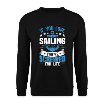 Yacht sail that says funny sailboat - Unisex Sweatshirt - black - Front - Alina (178cm) & Michal (187cm)