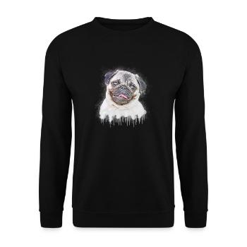 Mops - Unisex Pullover - Schwarz - Vorne - Alina (178cm) & Michal (187cm)