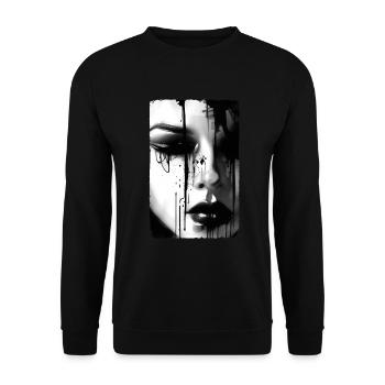 Dripping Emotions - Gothic Abstract Portrait - Unisex Sweatshirt - black - Front - Alina (178cm) & Michal (187cm)