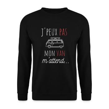 j'peux pas mon van m'attend cadeau anniversaire - Sweat-shirt Unisexe - noir - Devant - Alina (178cm) & Michal (187cm)