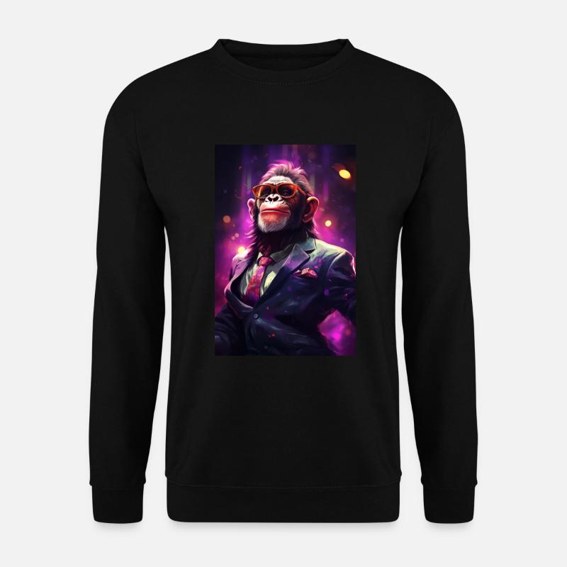 Funky Party Affe mit Partybrille Artwork - Unisex Pullover - Schwarz