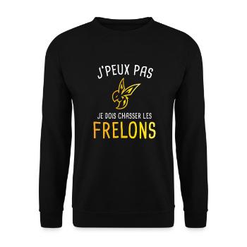 Chasseur de frelons / Insecte / J'peux pas humour - Sweat-shirt Unisexe - noir - Devant - Alina (178cm) & Michal (187cm)