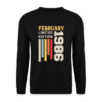 Février 1986 - Cadeau anniversaire Février 1986 - Sweat-shirt Unisexe - noir - Devant - Alina (178cm) & Michal (187cm)