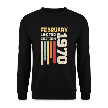 Février 1970 - Cadeau anniversaire Février 1970 - Sweat-shirt Unisexe - noir - Devant - Alina (178cm) & Michal (187cm)