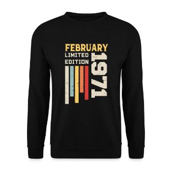 February 1971 - February 1971 Anniversary Gift - Unisex Sweatshirt - black - Front - Alina (178cm) & Michal (187cm)