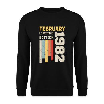 Février 1982 - Cadeau anniversaire Février 1982 - Sweat-shirt Unisexe - noir - Devant - Alina (178cm) & Michal (187cm)