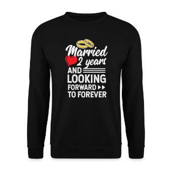 Deuxième anniversaire de mariage Marié 2 ans - Sweat-shirt Unisexe - noir - Devant - Alina (178cm) & Michal (187cm)