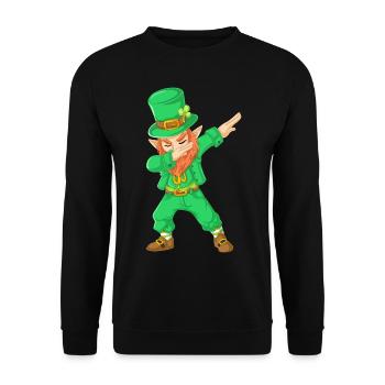St. Patricks Day Tupfender Kobold - Unisex Pullover - Schwarz - Vorne - Alina (178cm) & Michal (187cm)
