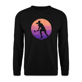 Joueuse de hockey rétro Hockey sur gazon filles Hockey - Sweat-shirt Unisexe - noir - Devant - Alina (178cm) & Michal (187cm)