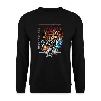 Unstoppable Flaming Tiger - Unisex Sweatshirt - black - Front - Alina (178cm) & Michal (187cm)
