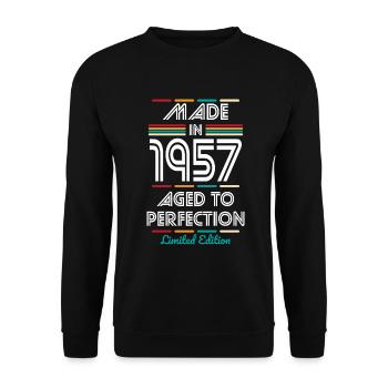 65th Birthday - Made in 1957 - Unisex Sweatshirt - black - Front - Alina (178cm) & Michal (187cm)