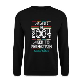 Anniversaire 18 ans - Fabriqué en 2004 - Sweat-shirt Unisexe - noir - Devant - Alina (178cm) & Michal (187cm)