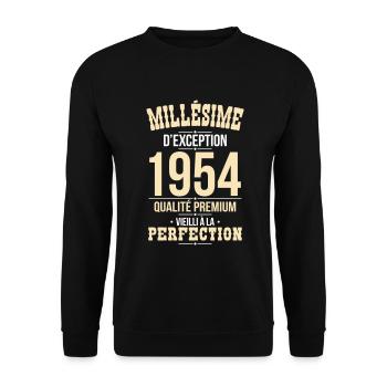 Anniversaire 70 ans - Millésime d'Exception 1954 - Sweat-shirt Unisexe - noir - Devant - Alina (178cm) & Michal (187cm)