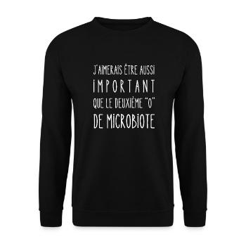 deuxième o de microbiote - Sweat-shirt Unisexe - noir - Devant - Alina (178cm) & Michal (187cm)