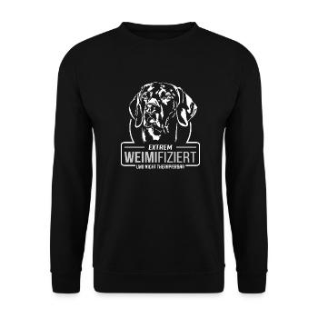 WEIMIFIZIERT Weimaraner Hunde Spruch Wilsigns - Unisex Pullover - Schwarz - Vorne - Alina (178cm) & Michal (187cm)