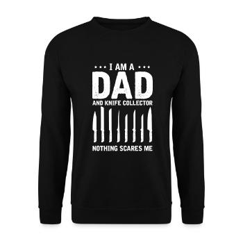 Father and Messerasmmler Messerfan Papa Design - Unisex Sweatshirt - black - Front - Alina (178cm) & Michal (187cm)