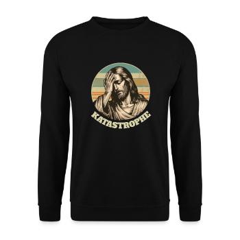 Jesus Katastrophe Ostern Geschenk - Unisex Pullover - Schwarz - Vorne - Alina (178cm) & Michal (187cm)
