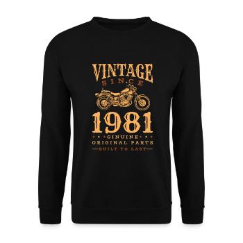 Vintage 1981 moto rétro vintage cadeau - Sweat-shirt Unisexe - noir - Devant - Alina (178cm) & Michal (187cm)