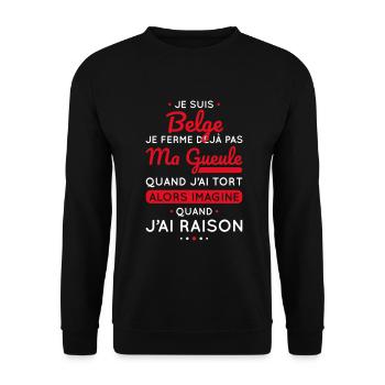 Je suis Belge - Je ferme pas ma gueule - Sweat-shirt Unisexe - noir - Devant - Alina (178cm) & Michal (187cm)